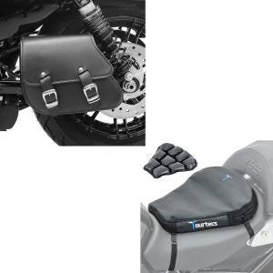 Set: Schwingentasche + Halter für Harley Sportster Forty-Eight 48 10-20 + Luftkissen Air Deluxe M Komfort Sitzkissen in schwarz_1