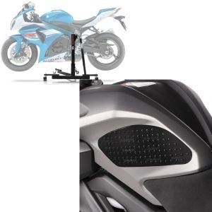Set: Zentralständer Suzuki GSX-R 1000 09-16 Motorradheber Power-Evo + Tankpad seitlich Grip Pad M Seiten Tankpad Kniepad in schwarz_1