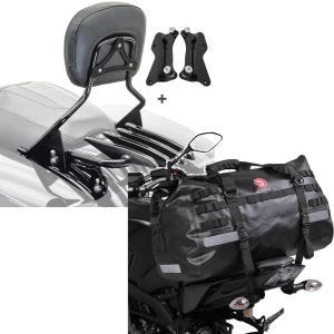 Set: Sissybar mit Gepäckträger XB und Montagekit für Harley Touring 14-21 + Hecktasche Drybag XB50 Wasserdicht Volumen 50l_1