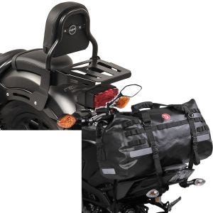 Set: Sissy Bar XS3 für Honda Rebel 500 17-21 mit Gepäckträger schwarz + Hecktasche Drybag XB50 Wasserdicht Volumen 50l_1