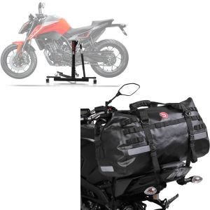 Set: Zentralständer KTM 790 Duke 18-21 Motorradheber Power-Evo + Hecktasche Drybag XB50 Wasserdicht Volumen 50l_1