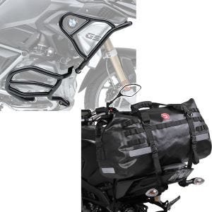 Set: Sturzbügel Set für BMW R 1250 GS 19-21 oben und unten XL8 Schutzbügel + Hecktasche Drybag XB50 Wasserdicht Volumen 50l_1