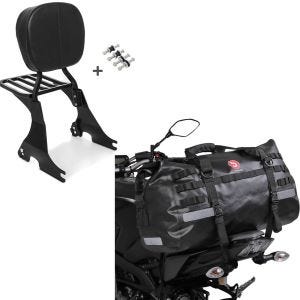 Set: Sissybar für Harley Sportster 883 Iron 09-20 inkl. Gepäckträger + Hecktasche Drybag XB50 Wasserdicht Volumen 50l_1