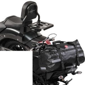 Set: Sissy Bar XS3 für Kawasaki Vulcan S / Café 15-20 mit Gepäckträger + Hecktasche Drybag XB50 Wasserdicht Volumen 50l_1