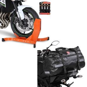 Set: Easy Plus - Motorradwippe inklusive 4-fach Spanngurt-Set orange + Hecktasche Drybag XB50 Wasserdicht Volumen 50l_1
