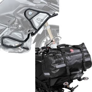 Set: Sturzbügel Set für BMW R 1250 GS 19-21 oben und unten XL6 Schutzbügel + Hecktasche Drybag XB50 Wasserdicht Volumen 50l_1