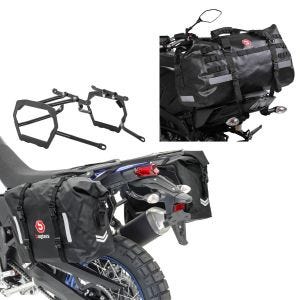 Sett: Sadelveskesett WP8 egnet for Yamaha Tenere 700 19-24 med taskeholder + halebag Drybag XB50 vanntett volum 50l