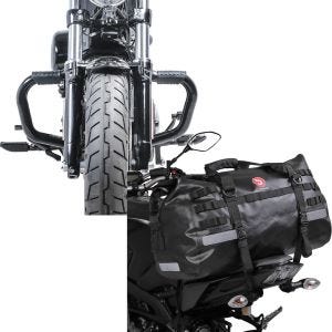 Set: Sturzbügel Mustache II für Harley Sportster 04-20 Schutzbügel + Hecktasche Drybag XB50 Wasserdicht Volumen 50l_1