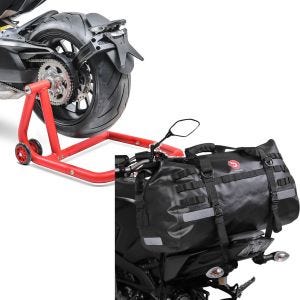 Sett: Enarmsstativ egnet for Ducati Hypermotard 950 / SP 19-24 arbeidsstativ Single Constands + halebag Drybag XB50 vanntett volum 50l