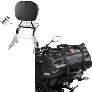 Set: Sissy Bar mit Gepäckträger für Harley Sportster 1200 Custom 04-20 + Hecktasche Drybag XB50 Wasserdicht Volumen 50l_1