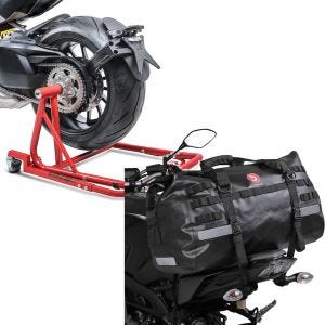 Set: Rangierhilfe Ducati Diavel / S 11-20 Montageständer Single Mover Rot + Hecktasche Drybag XB50 Wasserdicht Volumen 50l_1