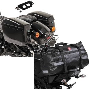 Sett: sidevesker egnet for choppers / tilpassede sykler 18-24 med avtakbar holder salveske Nevada Craftride + motorsykkel halebag Drybag Bagtecs XB50 vanntett volum 50l
