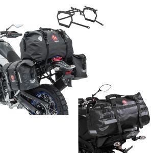 Sett: Sadelveskesett WP8 egnet for Yamaha Tenere 700 19-24 med halebag + halebag Drybag XB50 vanntett volum 50l