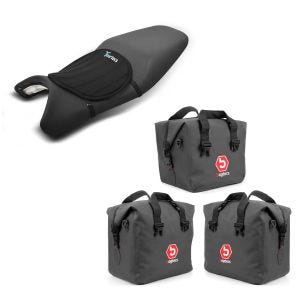 Sett: innerlommer for aluminiumskoffert egnet for BMW R 1250 GS / Adventure 19-24 + gel setepute neopren M gel pute setetrekk i svart