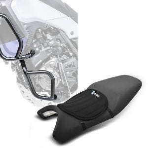 Set: Sturzbügel Set für Yamaha Tenere 700 19-21 oben und unten Schutzbügel + Gel Sitzkissen Neopren M Gelkissen Sitzauflage in schwarz_1