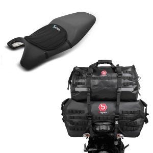 Set: Hecktasche Set SX70 + XB50 Volumen 120 L Dry Bag Wasserdicht + Gel Sitzkissen Neopren M Gelkissen Sitzauflage in schwarz_1