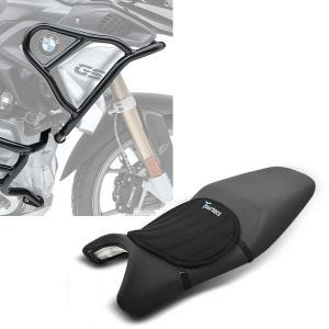 Set: Sturzbügel Set für BMW R 1250 GS 19-21 oben und unten XL8 Schutzbügel + Gel Sitzkissen Neopren M Gelkissen Sitzauflage in schwarz_1