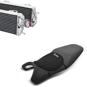 Set: Kühler Radiator für Gas Gas EC / MC 200 / 250 / 300 07-17 + Gel Sitzkissen Neopren M Gelkissen Sitzauflage in schwarz_1