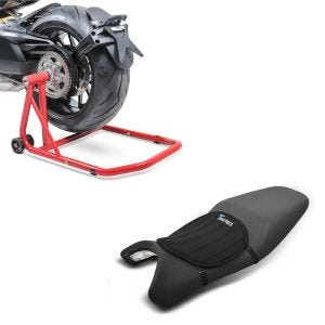 Set: Einarmständer Ducati Monster 1200 / S 14-20 Montageständer Singl + Gel Sitzkissen Neopren M Gelkissen Sitzauflage in schwarz_1