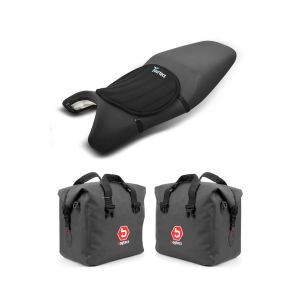 Sett: innerveske i aluminium som passer til BMW R 1250 GS / Adventure 19-24 + gel setepute neopren M gel pute setetrekk i svart