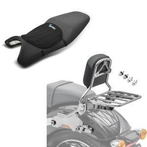 Set: Sissybar für Harley Softail / Sport Glide 18-21 R1 + Gel Sitzkissen Neopren M Gelkissen Sitzauflage in schwarz_1