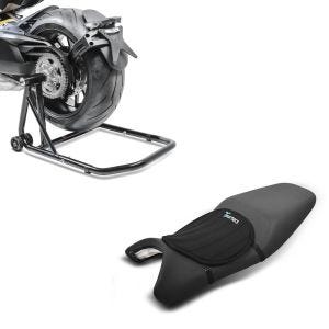Sett: Enarmsstativ egnet for Triumph Speed Triple / R 97-20 reparasjonsstativ + gel setepute neopren M gel pute setetrekk i svart