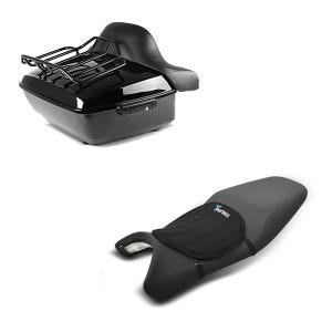 Set: Topcase King NLB für Harley Touring 14-21 ohne Löcher + Gel Sitzkissen Neopren M Gelkissen Sitzauflage in schwarz_1