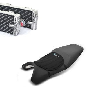 Sett: Cooler radiator egnet for Gas Gas EC/ MC 200/ 250/ 300 98-06 høyre venstre + gel setepute neopren M gel pute setetrekk i svart