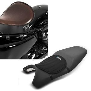 Set: Solo Federsattel mit Grundplatte SG10 braun + Gel Sitzkissen Neopren M Gelkissen Sitzauflage in schwarz_1