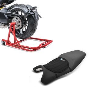 Set: Rangierhilfe Ducati Diavel / S 11-20 Montageständer Single Mover Rot + Gel Sitzkissen Neopren M Gelkissen Sitzauflage in schwarz_1