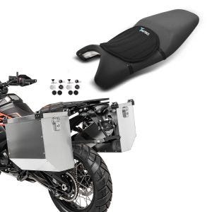 Set: Alukoffer Set für Honda Transalp XL 600/ 650/ 700 V Atlas 36-41 + Gel Sitzkissen Neopren M Gelkissen Sitzauflage in schwarz_1