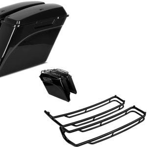 Set: Seitenkoffer Stretched für Harley- Touring 94-13 lackiert + Seitenkoffer Top-Reling für Harley- Touring 93-13 schwarz_1