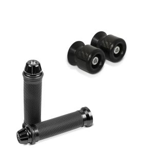 Set: Schwingenschützer Racingadapter Bobbins für Montageständer M6-8 carbon + Lenkergriffe 2X 22mm schwarz_1