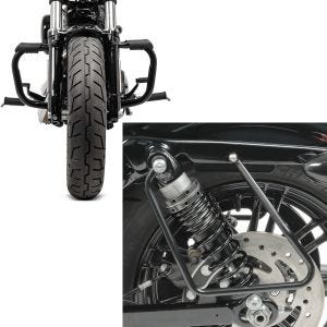 Sett: Crash bar egnet for Harley Davidson Sportster 883 Iron (XL 883 N) 09-20 Craftride Mustache svart + salveskeholder egnet for Harley Davidson Sportster 04-20 svart Craftride