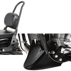 Set: Sissybar Harley Sportster 04-20 Fast Rider-M schwarz + Bugspoiler für Harley Sportster Forty-Eight 48 10-20_1