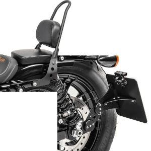 Set: Sissybar Harley Sportster 04-20 Fast Rider-M schwarz + Seitlicher Kennzeichenhalter für Harley Sportster Forty-Eight 48 10-20_1