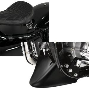 Sett: Solo fjærsal med bunnplate Craftride SG11 svart + frontspoiler motorsykkel Craftride egnet for Harley Davidson Sportster 04-20 i svart