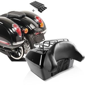 Sett: Sidekassesett Alabama 33Ltr inkl. hardskallkoffert + toppkoffert som passer til Kawasaki VN 900 Classic Missouri 43Ltr låsbar