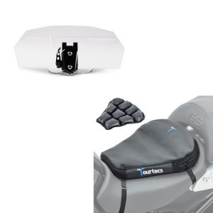 Set: Luftkissen Air Deluxe M Komfort Sitzkissen in schwarz + Windschild Spoiler-Aufsatz Vario klar_1