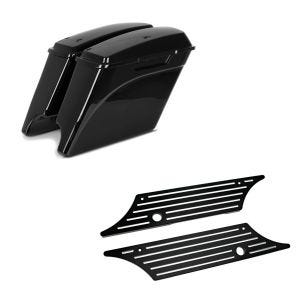 Set: Seitenkoffer Stretched für Harley- Touring 94-13 lackiert + Edge Cut Satteltaschen Verschluss für Harley Touring Modelle 93-13_1