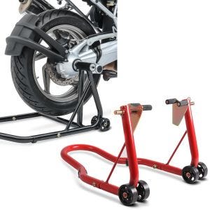 Set: Einarmständer BMW R NineT 14-20 Montageständer Single-Classic schwarz + Montageständer Vorderrad Classic-V Motorradständer mit V-Aufnahmen rot_1