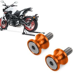 Sett: Reparasjonsstativ sett FB motorsykkelstativ foran og bak + Prism socket racing adapter Motea Jerez M10 x 1,5 oransje