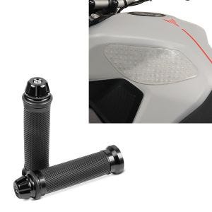 Sett: sidetankpute Grip Pad M klar knepute gjennomsiktig klar + styrehåndtak 2X 22mm svart