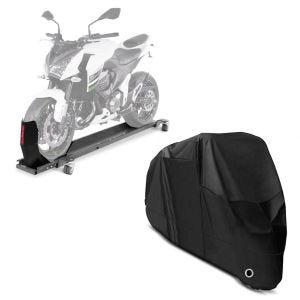 Set: Rangierschiene mit Wippe Smart Mover bis 450 kg in grau + Abdeckplane XL Abdeckhaube in schwarz_1