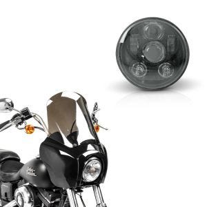 Set: Frontverkleidung für Harley Dyna Street Bob 06-17 MG5 mit Scheibe + LED Scheinwerfer 5,75 Zoll für Harley Hauptscheinwerfer schwarz_1