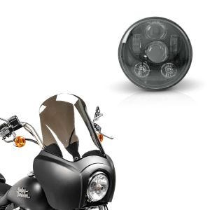Set: Frontverkleidung für Harley Dyna Street Bob 06-17 MG5 mit Scheibe + LED Scheinwerfer 5,75 Zoll für Harley Hauptscheinwerfer schwarz_1