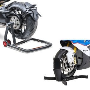 Set: Einarmständer Ducati Panigale V4 R/ S 18-21 Montageständer Single-One + Motorradwippe Easy-Plus Motorradständer bis 21 Zoll schwarz-matt_1