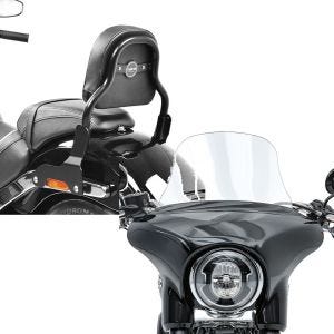 Sett: Sissy bar CSS Fix egnet for Harley Davidson Sport Glide 18-24 svart Craftride + frontrute egnet for Harley Davidson Sport Glide 18-24 Craftride L frontrute klar