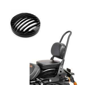 Set: Sissybar Harley Sportster 04-20 Fast Rider-M schwarz + Scheinwerfer Grill Harley Sportster 04-20 in schwarz_1