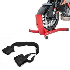 Sett: Motorsykkel rocker Easy-Plus motorsykkelstativ opp til 21 tommer rød + styrefeste stropp styrespenn stropp svart